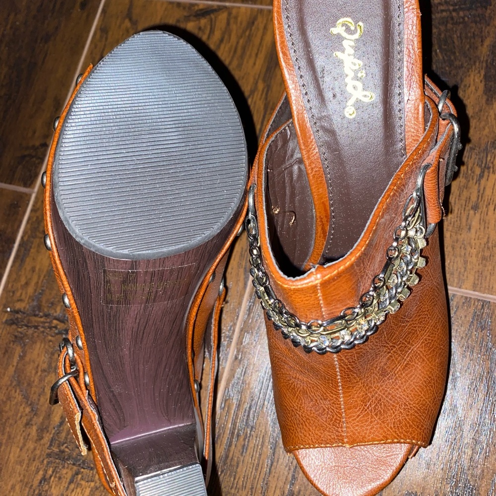 Brown Platform Clogs - image 5